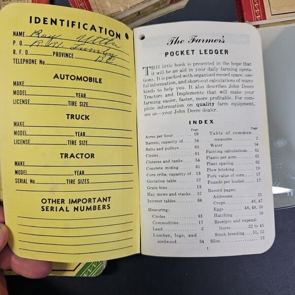 1940s-50s John Deere Farmer's Pocket Ledgers 7pc Collection Lot Amazing! Canada - Picture 10 of 13